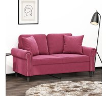 Divvietīgs Dīvāns Ar Spilveniem, Vīnsarkans, 120 Cm, Samts Vidaxl 8721012059061