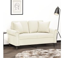 Divvietīgs Dīvāns Ar Spilveniem, Krēmkrāsas, 120 Cm, Samts Vidaxl 8721012059108