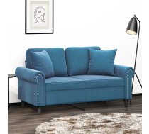 Divvietīgs Dīvāns Ar Spilveniem, Zils, 120 Cm, Samts Vidaxl 8721012059115