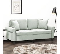 Divvietīgs Dīvāns Ar Spilveniem, Gaiši Pelēks, 140 Cm, Samts Vidaxl 8721012059122