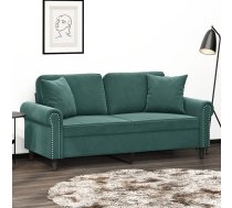 Divvietīgs Dīvāns Ar Spilveniem, Tumši Zaļš, 140 Cm, Samts Vidaxl 8721012059146