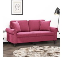 Divvietīgs Dīvāns Ar Spilveniem, Vīnsarkans, 140 Cm, Samts Vidaxl 8721012059160