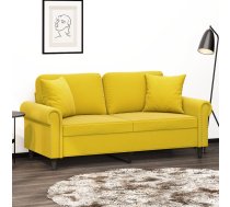 Divvietīgs Dīvāns Ar Spilveniem, Dzeltens, 140 Cm, Samts Vidaxl 8721012059184