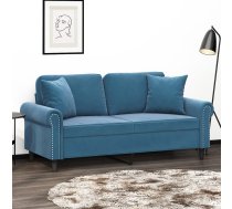 Divvietīgs Dīvāns Ar Spilveniem, Zils, 140 Cm, Samts Vidaxl 8721012059214