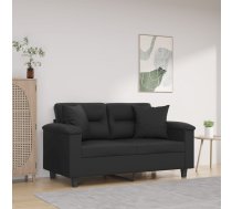 Divvietīgs Dīvāns Ar Spilveniem, Melni, 120 Cm, Mākslīgā Āda Vidaxl 8721012059504