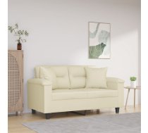 Divvietīgs Dīvāns Ar Spilveniem, Krēmkrāsas, Mākslīgā Āda Vidaxl 8721012059511