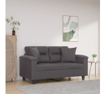 Divvietīgs Dīvāns Ar Spilveniem, Pelēks, 120 Cm, Mākslīgā Āda Vidaxl 8721012059528
