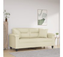 Divvietīgs Dīvāns Ar Spilveniem, Krēmkrāsas, Mākslīgā Āda Vidaxl 8721012059566