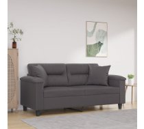 Divvietīgs Dīvāns Ar Spilveniem, Pelēks, 140 Cm, Mākslīgā Āda Vidaxl 8721012059573