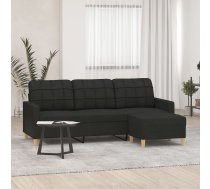 Trīsvietīgs Dīvāns Ar Kājsoliņu, 180 Cm, Melns Audums Vidaxl 8721012059726