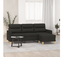 Trīsvietīgs Dīvāns Ar Kājsoliņu, 180 Cm, Melns Audums Vidaxl 8721012060449