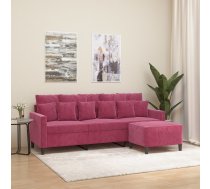 vidaXL trīsvietīgs dīvāns ar kājsoliņu, 180 cm, vīnsarkans samts 8721012060784