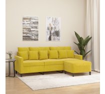 vidaXL trīsvietīgs dīvāns ar kājsoliņu, 180 cm, dzeltens samts 8721012060807