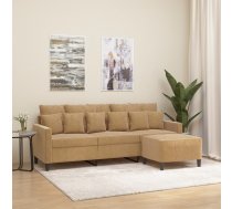 vidaXL trīsvietīgs dīvāns ar kājsoliņu, 180 cm, brūns samts 8721012060814