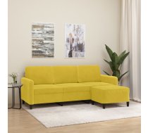 vidaXL trīsvietīgs dīvāns ar kājsoliņu, 180 cm, dzeltens samts 8721012061477
