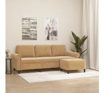 vidaXL trīsvietīgs dīvāns ar kājsoliņu, 180 cm, brūns samts 8721012061897