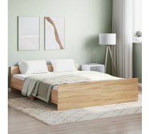 Gultas Rāmis Ar Galvgali Un Kājgali, Koka Krāsa, 150X200 Cm Vidaxl 8721012157125
