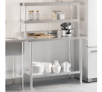 Virtuves Darba Galds Ar Plauktu, 110X55X150 Cm, Tērauds Vidaxl 8721012244566
