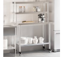 Virtuves Darba Galds Ar Plauktu, 110X55X150 Cm, Tērauds Vidaxl 8721012244610