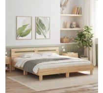 Gultas Rāmis Ar Galvgali Un Led, Koka Krāsa, 160X200 Cm Vidaxl 8721012247512