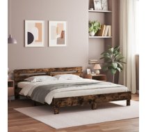 Gultas Rāmis Ar Galvgali Un Led, Koka Krāsa, 160X200 Cm Vidaxl 8721012247536