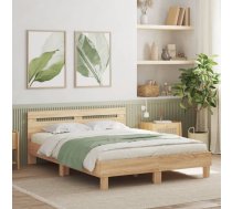 Gultas Rāmis Ar Galvgali Un Led, Koka Krāsa, 140X190 Cm Vidaxl 8721012247796