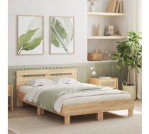Gultas Rāmis Ar Galvgali Un Led, Koka Krāsa, 135X190 Cm Vidaxl 8721012247864
