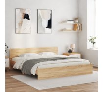 Gultas Rāmis Ar Galvgali Un Led, Koka Krāsa, 180X200 Cm Vidaxl 8721012248076