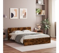 Gultas Rāmis Ar Galvgali Un Led, Koka Krāsa, 160X200 Cm Vidaxl 8721012248168