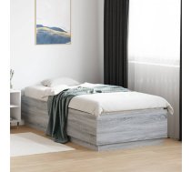 Gultas Rāmis Ar Led, Pelēka Koka, 100X200 Cm, Inženierijas Koks Vidaxl 8721012273658