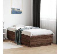 Gultas Rāmis Ar Led, Brūna Koka, 100X200 Cm, Inženierijas Koks Vidaxl 8721012273665
