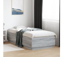Gultas Rāmis Ar Led, Pelēka Koka, 90X200 Cm, Inženierijas Koks Vidaxl 8721012273726