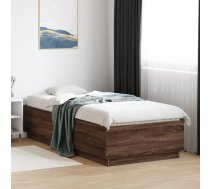 Gultas Rāmis Ar Led, Brūna Koka, 90X200 Cm, Inženierijas Koks Vidaxl 8721012273733