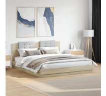 Gultas Rāmis Ar Galvgali Un Led, Koka Krāsa, 160X200 Cm Vidaxl 8721012277335