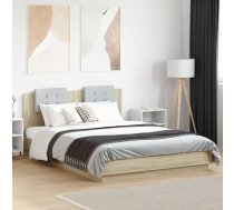 Gultas Rāmis Ar Galvgali Un Led, Koka Krāsa, 140X200 Cm Vidaxl 8721012277472