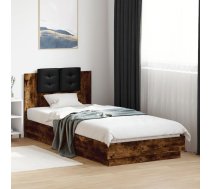 Gultas Rāmis Ar Galvgali Un Led, Koka Krāsa, 90X200 Cm Vidaxl 8721012277700