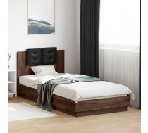 Gultas Rāmis Ar Galvgali Un Led, Brūna Koka Krāsa, 90X200 Cm Vidaxl 8721012277724