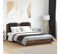 Gultas Rāmis Ar Galvgali Un Led, Koka Krāsa, 135X190 Cm Vidaxl 8721012277861