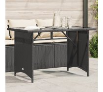 Dārza Galds, Stikla Virsma, Melns, 110X68X70 Cm, Pe Rotangpalma Vidaxl 8721012308862