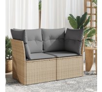 Divvietīgs Dārza Dīvāns Ar Matračiem, Bēša Pe Rotangpalma Vidaxl 8721012334878