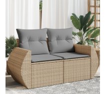 Divvietīgs Dārza Dīvāns Ar Matračiem, Bēša Pe Rotangpalma Vidaxl 8721012334922
