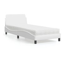 Gulta Ar Matraci, Balta, 90X200 Cm, Mākslīgā Āda Vidaxl 8721012348219