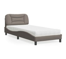 Gultas Rāmis Ar Matraci, Pelēkbrūns, 90X200 Cm, Audums Vidaxl 8721012349933