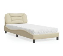 Gultas Rāmis Ar Matraci, Krēmkrāsas, 90X200 Cm, Audums Vidaxl 8721012349940