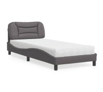 Gulta Ar Matraci, Pelēka, 90X200 Cm, Mākslīgā Āda Vidaxl 8721012351820