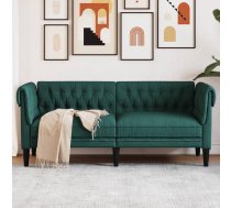 Divvietīgs Chesterfield Dīvāns, Tumši Zaļš Audums Vidaxl 8721012399372