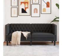 Divvietīgs Chesterfield Dīvāns, Melna Mākslīgā Āda Vidaxl 8721012400450