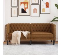 Divvietīgs Chesterfield Dīvāns, Brūna Mākslīgā Zamšāda Vidaxl 8721012400511