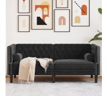 Chesterfield Dīvāns Ar Balstiem, Divvietīgs, Melns Samts Vidaxl 8721012400740