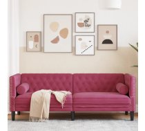 Chesterfield Dīvāns Ar Balstiem, Trīsvietīgs, Vīnsarkans Samts Vidaxl 8721012400832